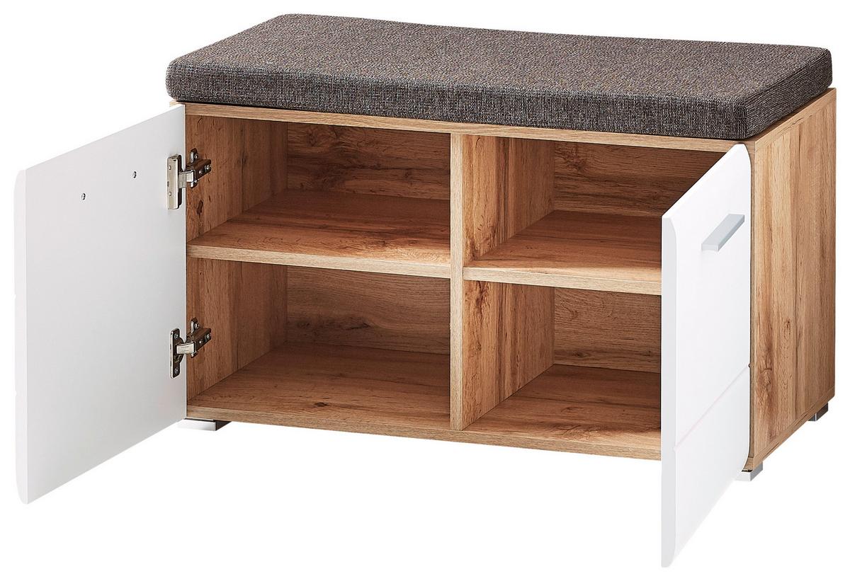 SIEDZISKO DO PRZEDPOKOJU LOOP - kolor dębowy/kolor srebrny, Konventionell, materiał drewnopochodny/tworzywo sztuczne (80/48/37cm) - Voleo