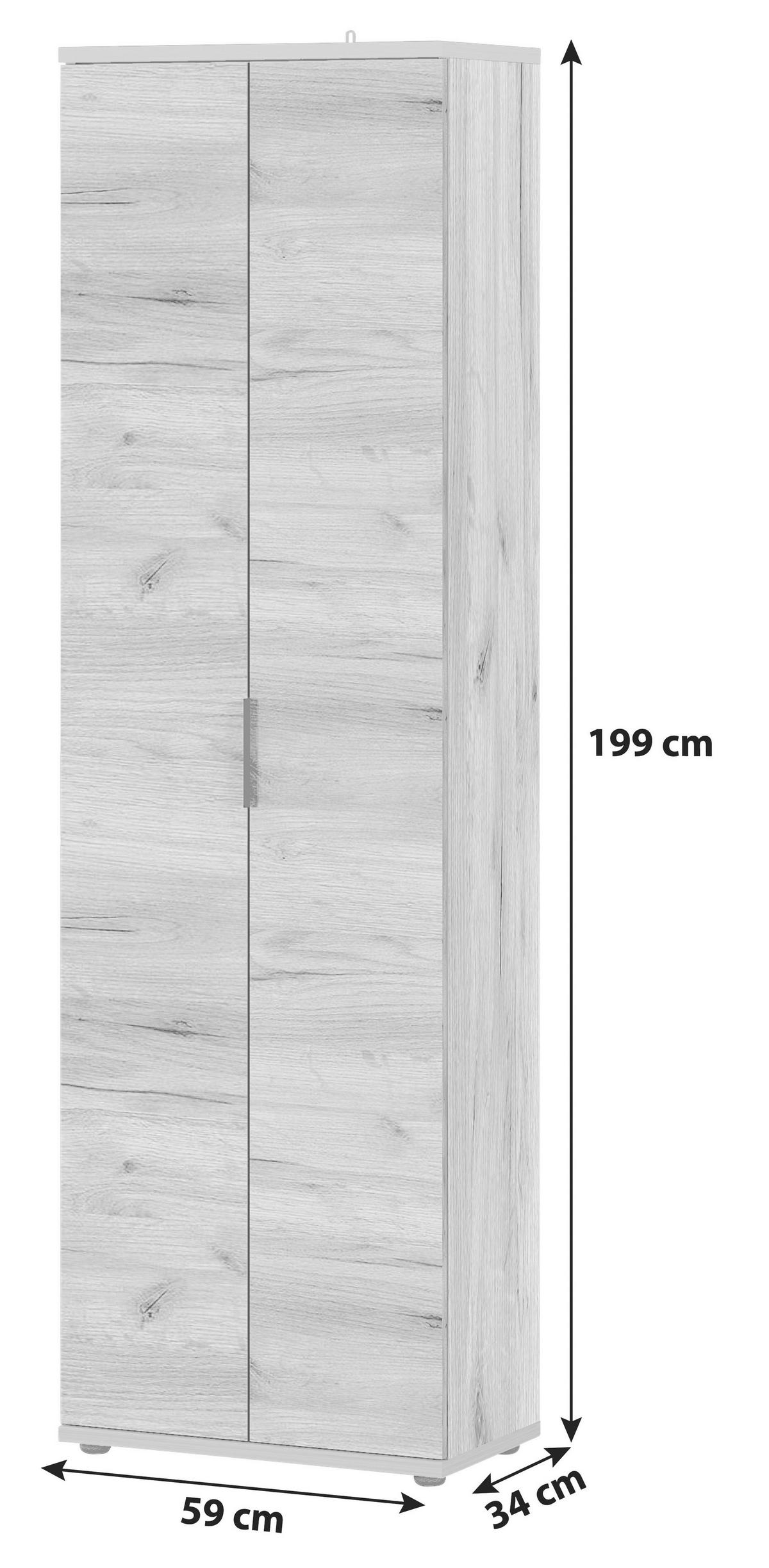GARDEROBENSCHRANK GW-FREMONT - Eichefarben/Schwarz, KONVENTIONELL, Holzwerkstoff/Metall (59/199/34cm) - Germania