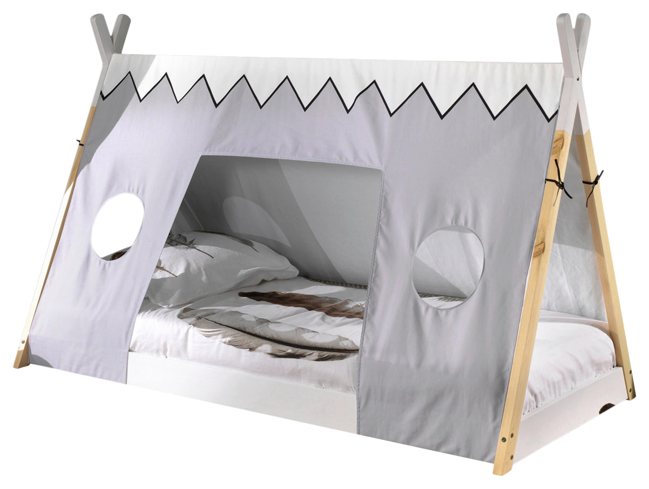 Hausbett Tipi ca.90x200cm Weiß, Kieferfarben - Naturfarben/Weiß, MODERN, Holz (90/200cm) - MID.YOU