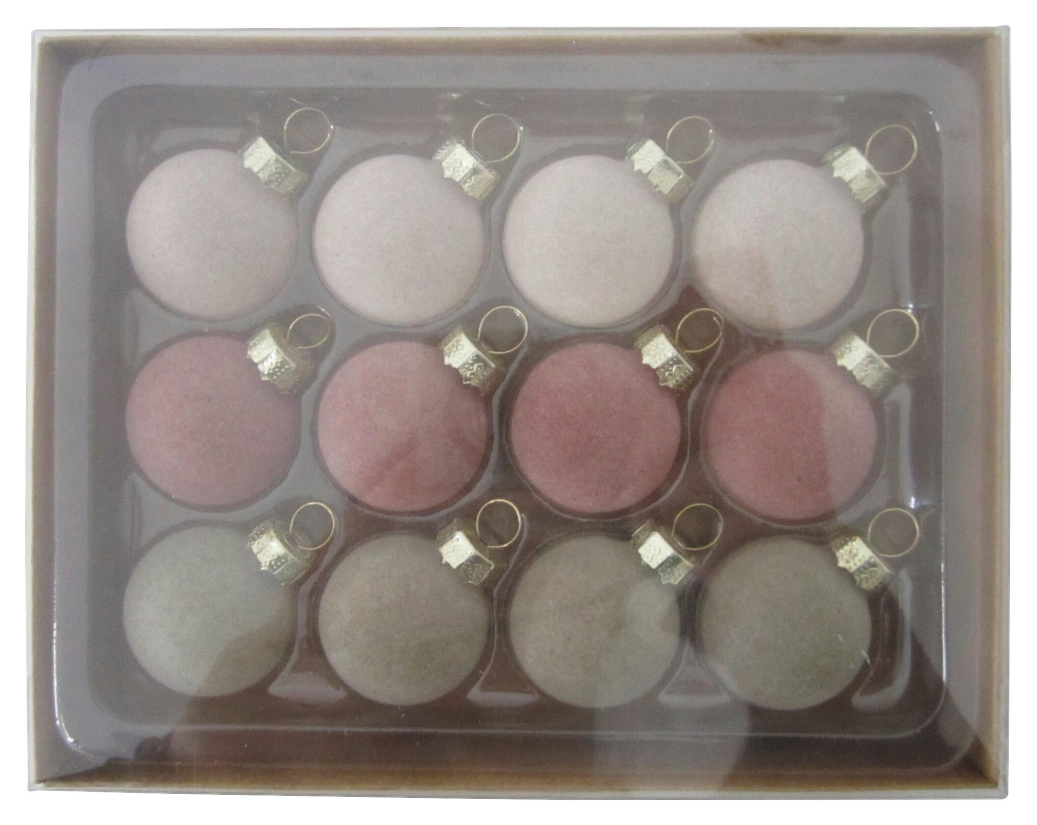 Christbaumkugel-Set Oscar Rosa/Beigebraun, 12-teilig - Hellrosa/Beigebraun, Glas/Metall (3cm) - Mömax