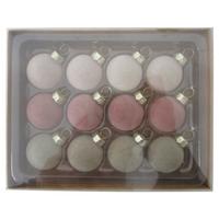 Christbaumkugel-Set Oscar Rosa/Beigebraun, 12-teilig - Hellrosa/Beigebraun, Glas/Metall (3cm) - Mömax