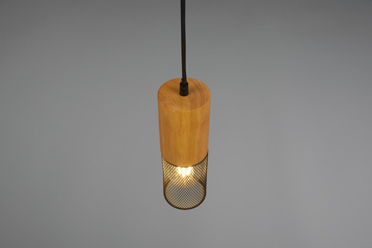 Schienensystem-Hängeleuchte Duoline-Tosh max. 25 Watt - Schwarz, Natur, Holz/Metall (8,0/180cm) - Trio Leuchten