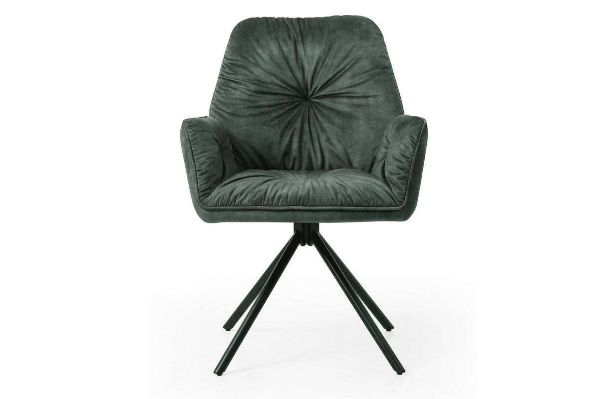 Naslanjač Vintage, Temno Zelena, Vrtljiv - črna/temno zelena, Moderno, kovina/tekstil (61/90/59cm) - Livetastic