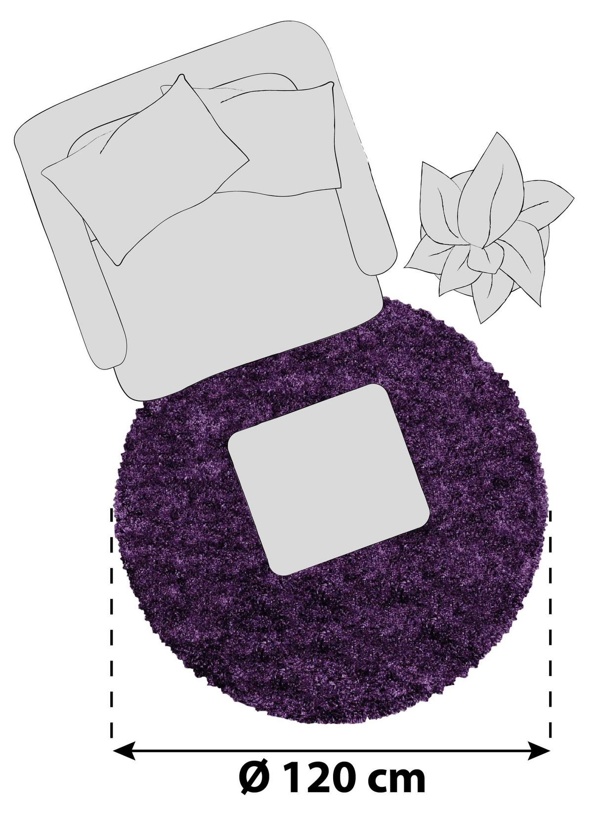 Preproga Fluffy, Ø 120cm, Lila - lila, Basics, tekstil (120cm)