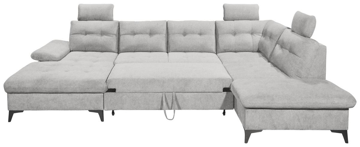 Wohnlandschaft Durban U ca. 170x324x218 cm Grau - Schwarz/Grau, KONVENTIONELL, Kunststoff/Textil (170/324/218cm) - MID.YOU