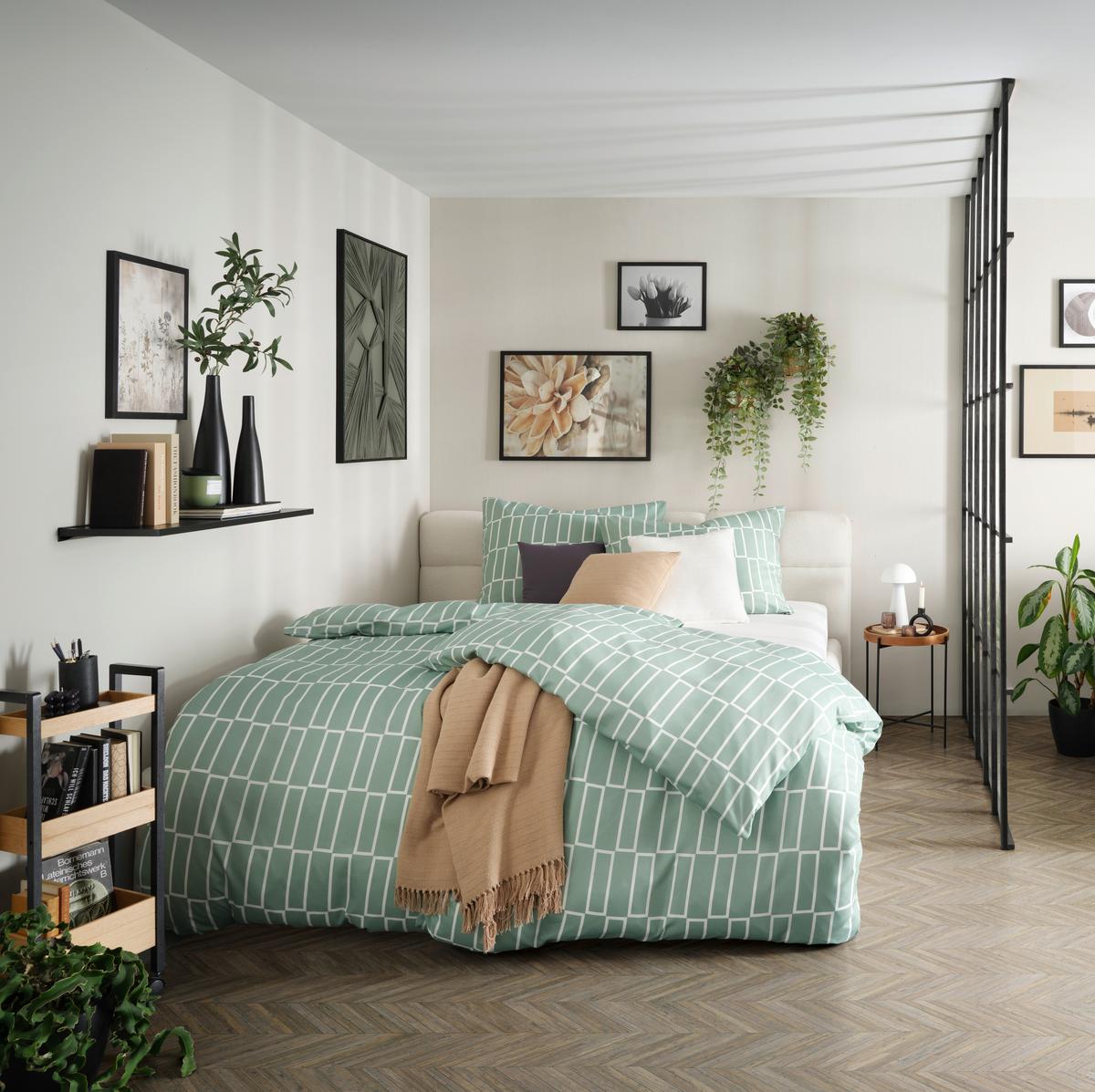 Ágyneműhuzat-garnitúra Brigg - fekete/világoszöld, textil (140/200cm) - Modern Living