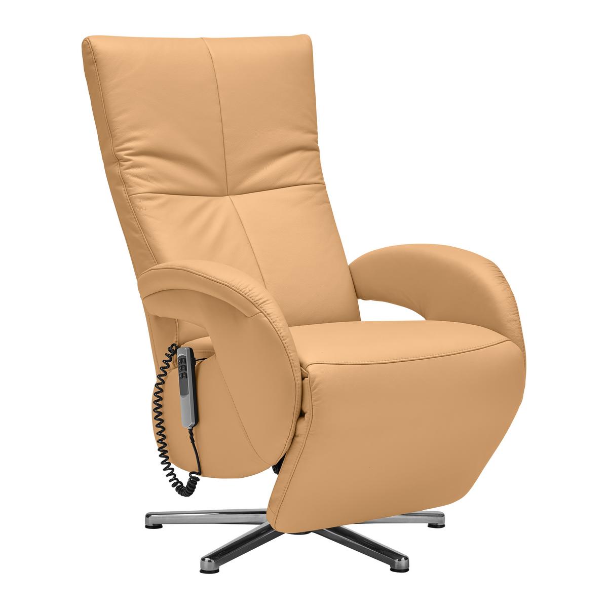 Relaxsessel Sitting 2 Cappuccino - Chromfarben/Cappuccino, MODERN, Leder (70/111/80cm) - Premium Living
