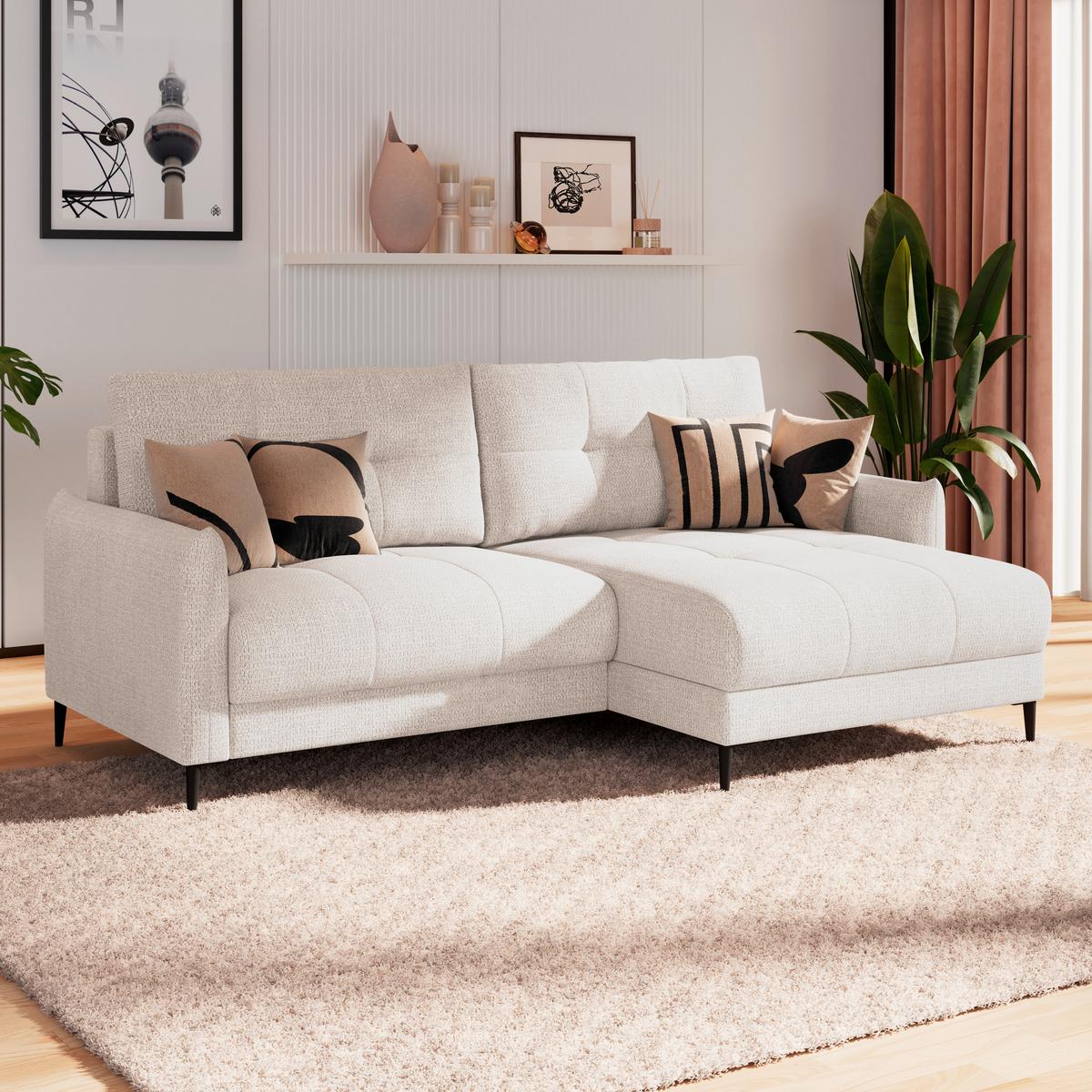 Kutna Garnitura Polis - crna/krem, Trend, tekstil/metal (221/142cm) - Ondega
