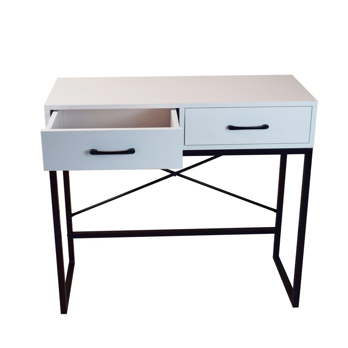Konsolentisch Narvik in Weiss - Weiss/Schwarz, Modern, Holzwerkstoff/Metall (80/75/30cm) - Mömax