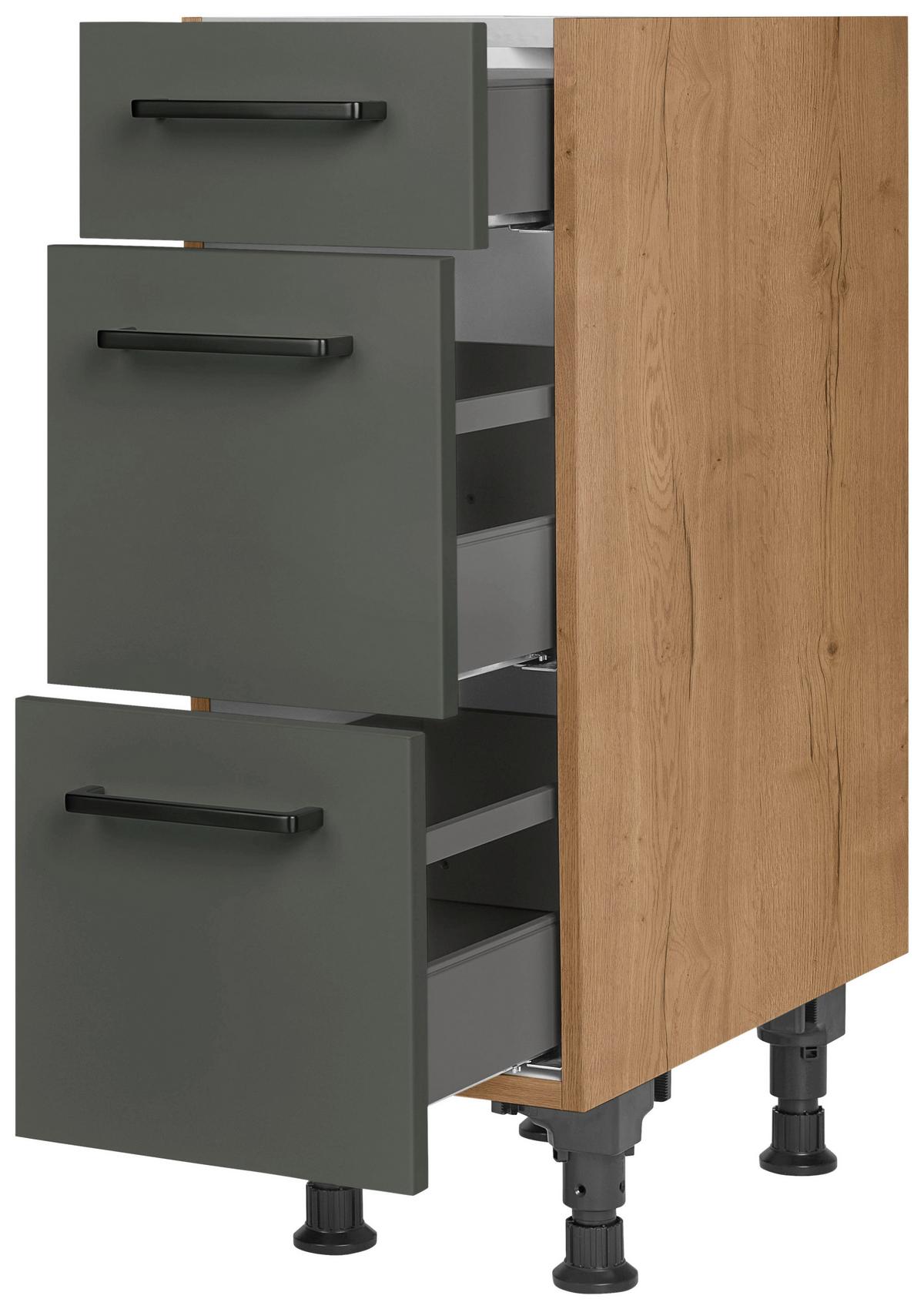 Schubkastenunterschrank Easytouch Grün - Eichefarben/Schwarz, MODERN, Holzwerkstoff/Metall (30/87/56cm) - Nobilia