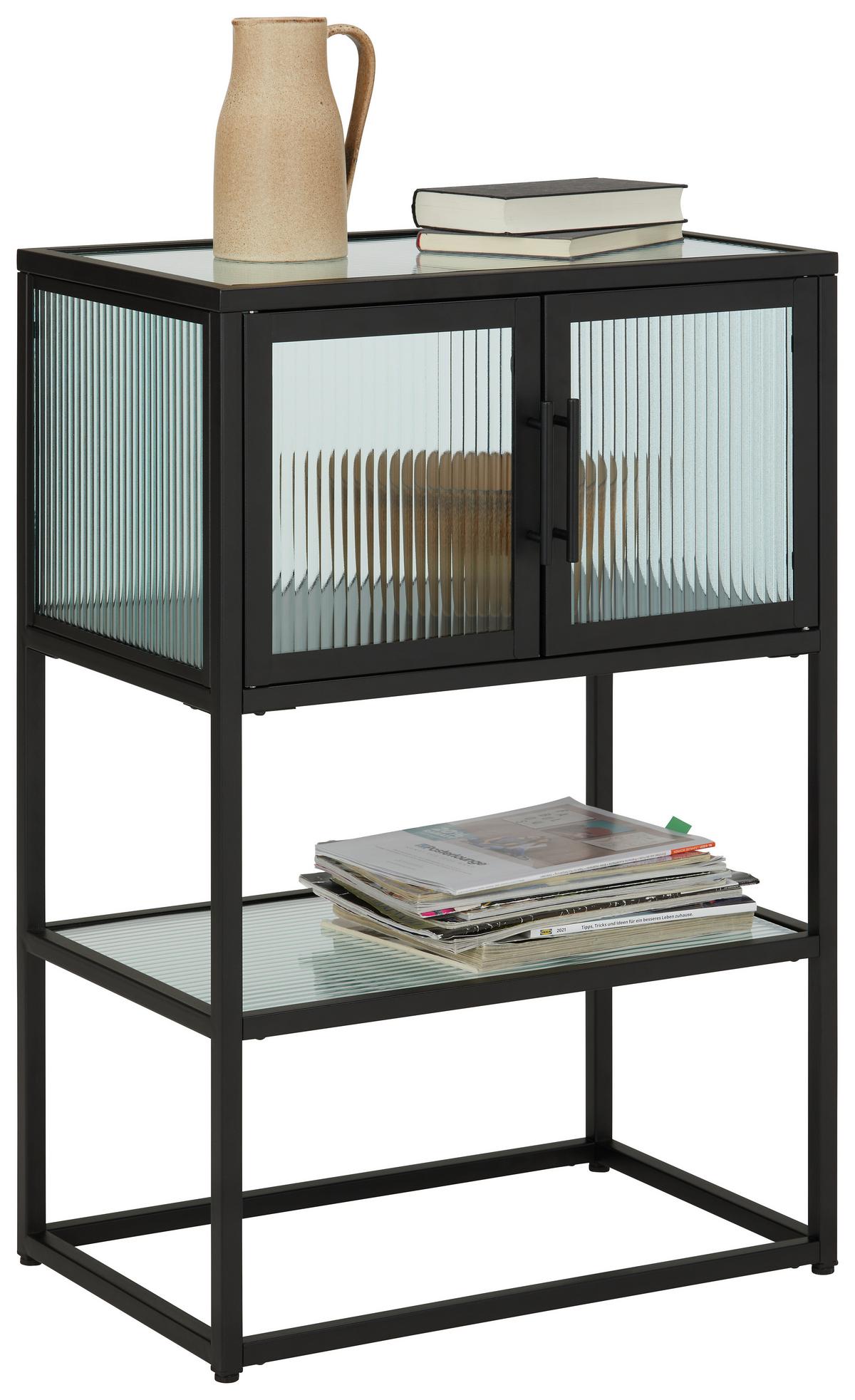 Kommode Cube in Schwarz - Klar/Schwarz, MODERN, Glas/Metall (60/90/38cm) - Mömax