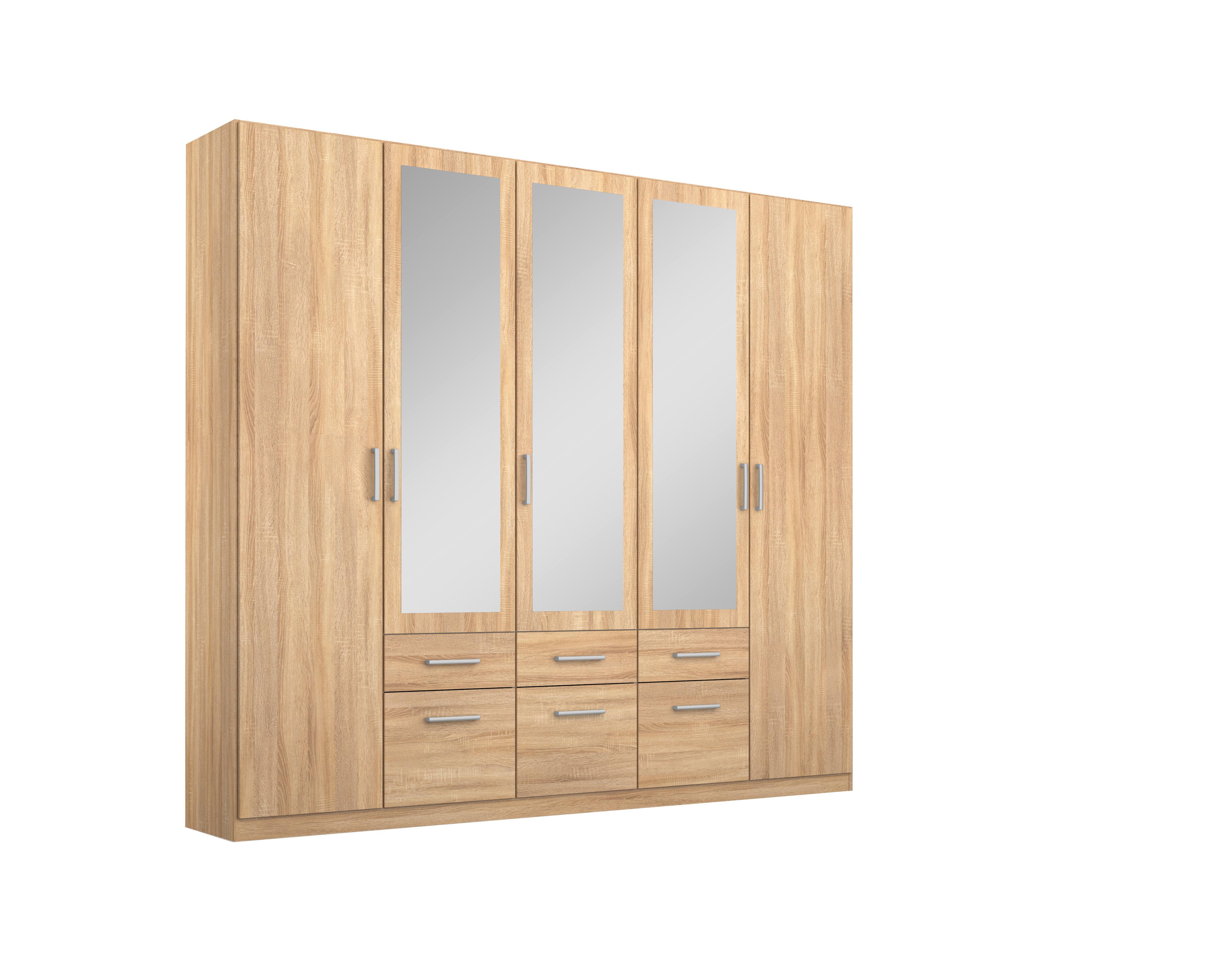 Drehtürenschrank Bingen Eichefarben - Alufarben/Sonoma Eiche, MODERN, Holzwerkstoff/Kunststoff (226/229/54cm) - Rauch Möbel
