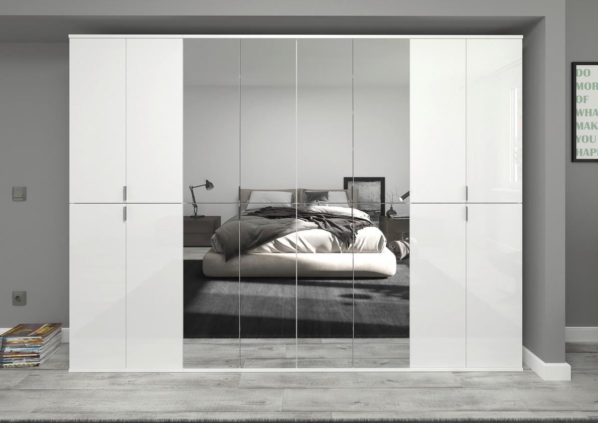 Ormar S Klasičnim Vratima Projekt X - bijela/bijela visoki sjaj, Moderno, staklo/drvni materijal (244/193/34cm) - Modern Living