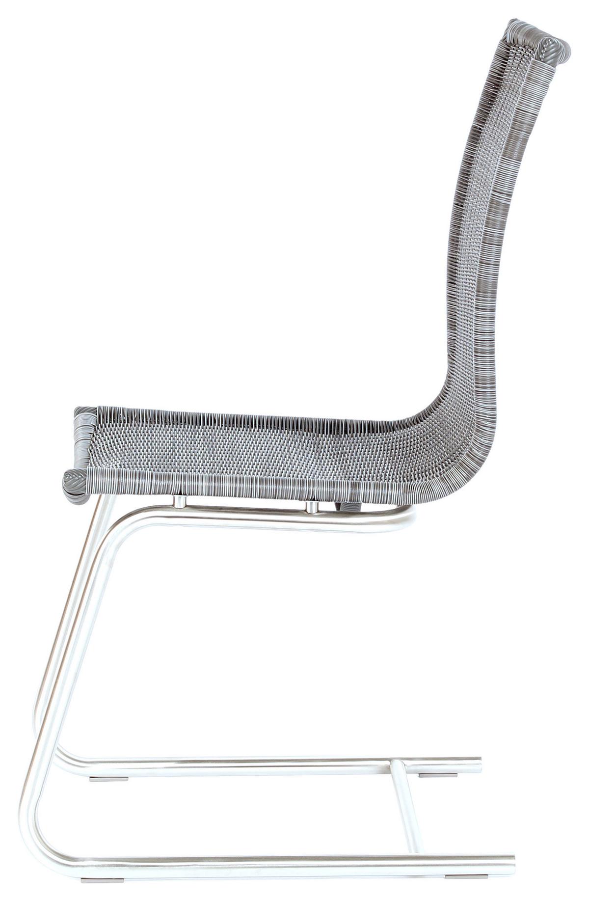 KRZESŁO NA PŁOZIE MARKUS - kolor stalowy/szary, Design, tworzywo sztuczne/metal (43/95,5/57,5cm) - Novel