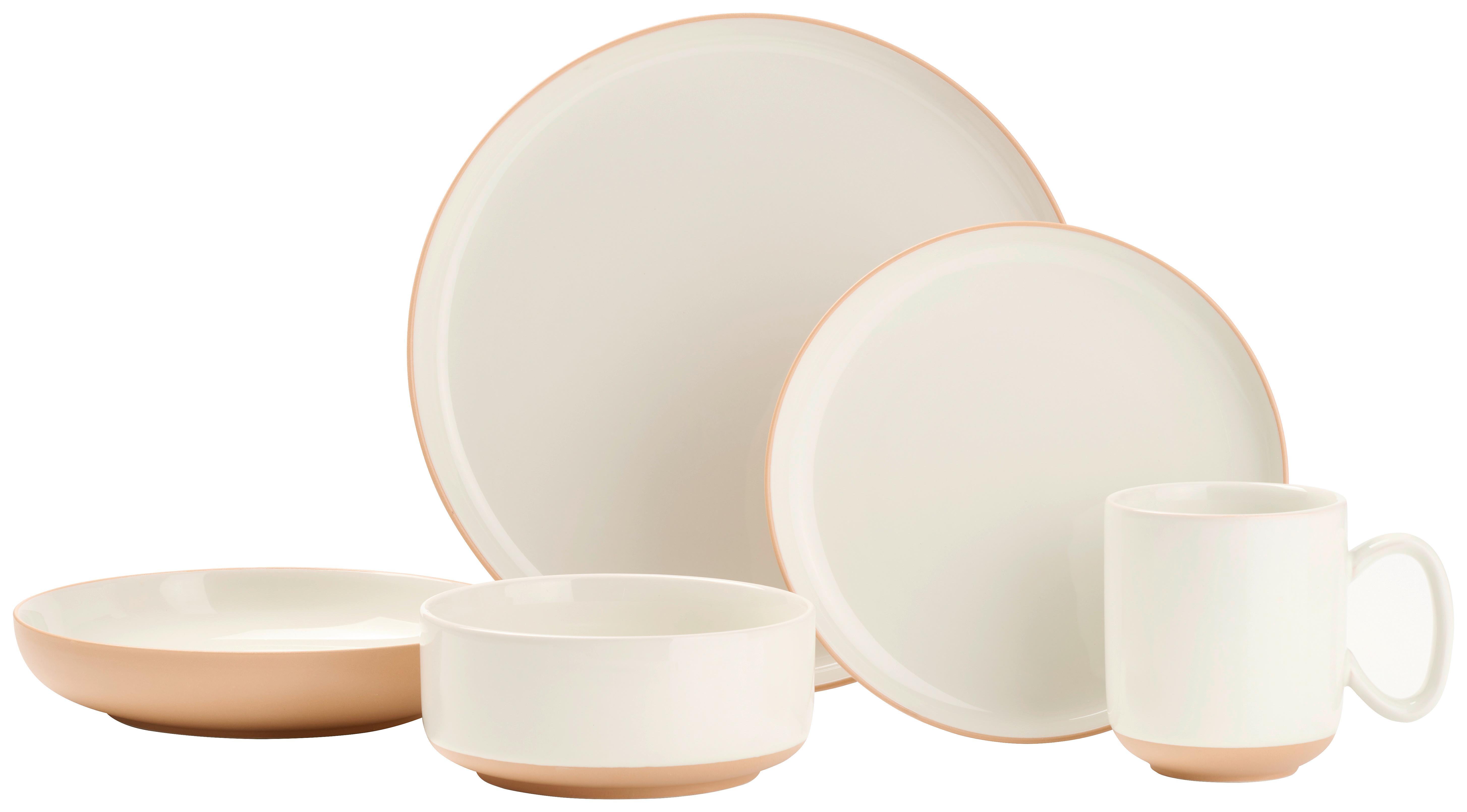 SERWIS OBIADOWO-ŚNIADANIOWY TERRA NOVA - biały/brązowy, Trend, ceramika - Novel