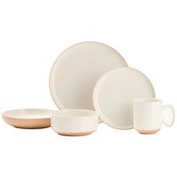 SERWIS OBIADOWO-ŚNIADANIOWY TERRA NOVA - biały/brązowy, Trend, ceramika - Novel