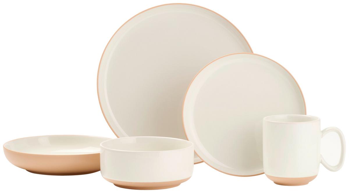 SERWIS OBIADOWO-ŚNIADANIOWY TERRA NOVA - biały/brązowy, Trend, ceramika - Novel