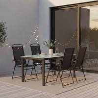 Gartentischgruppe Schwarz 5-teilig - Anthrazit/Schwarz, Basics, Glas/Textil (140/80/73cm) - Gardenson