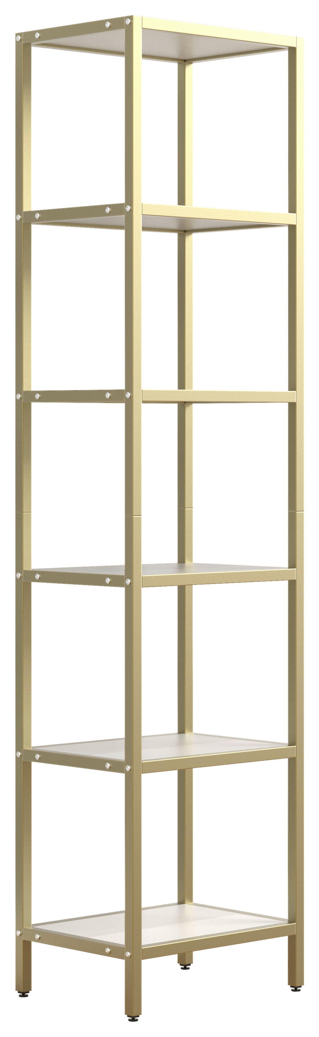 Vitrine Vinali M - Weiss/Goldfarben, Design, Holzwerkstoff/Metall (40/165/30cm) - MID.YOU