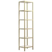 Vitrina Vinali M, Bela, Zlata - zlate barve/bela, Design, kovina/leseni material (40/165/30cm) - MID.YOU