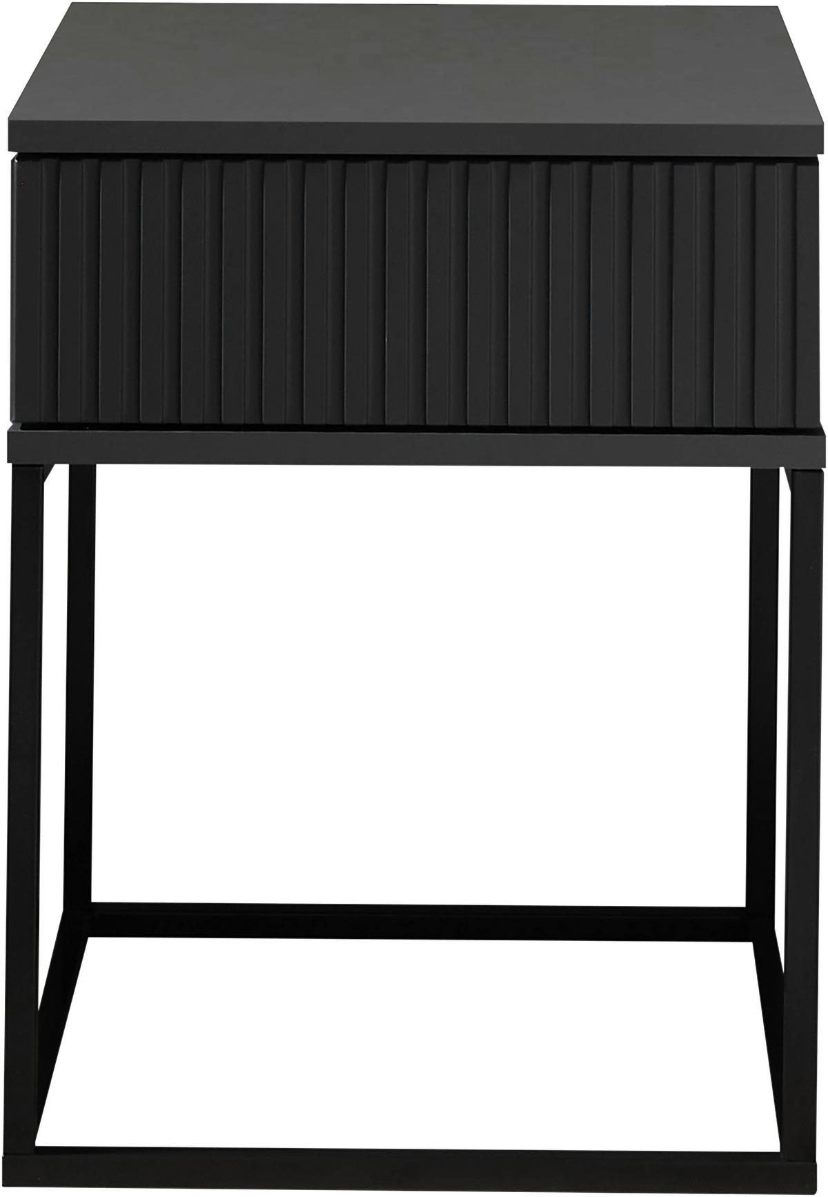 SZAFKA NOCNA MARLE - czarny/kolor grafitowy, Modern, materiał drewnopochodny/metal (40/52/38,5cm) - Livetastic