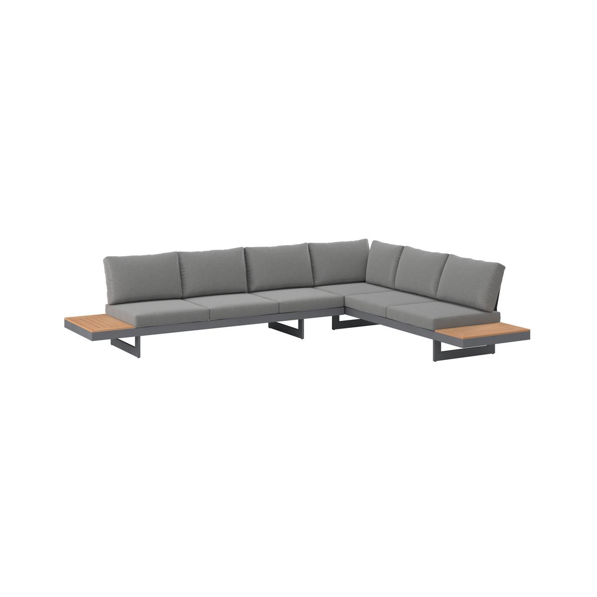 Loungegarnitur Sabrina Grau Metall/Outdoorstoff +Abdeckung - Dunkelgrau/Naturfarben, MODERN, Kunststoff/Textil (232/79/78cm) - Bessagi Garden