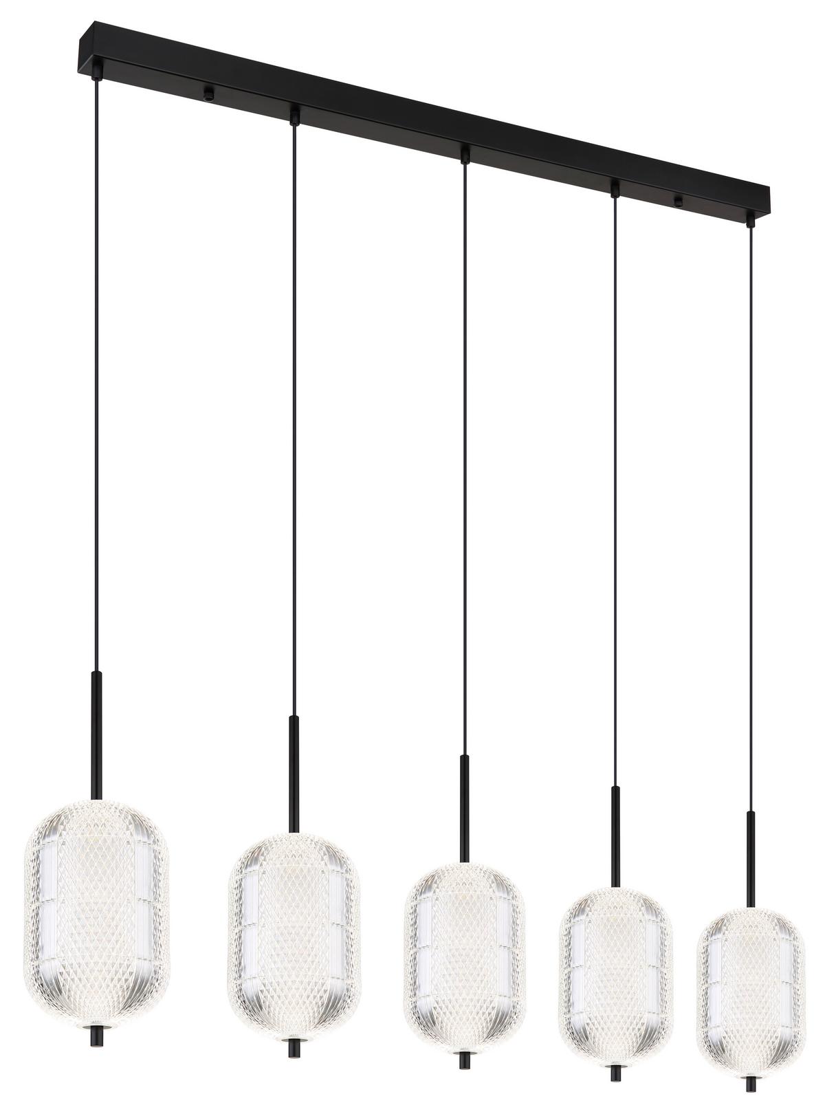 LED-Hängeleuchte Kurius Schwarz max. 60 Watt - Klar/Schwarz, KONVENTIONELL, Kunststoff/Metall (118/15/120cm) - Globo