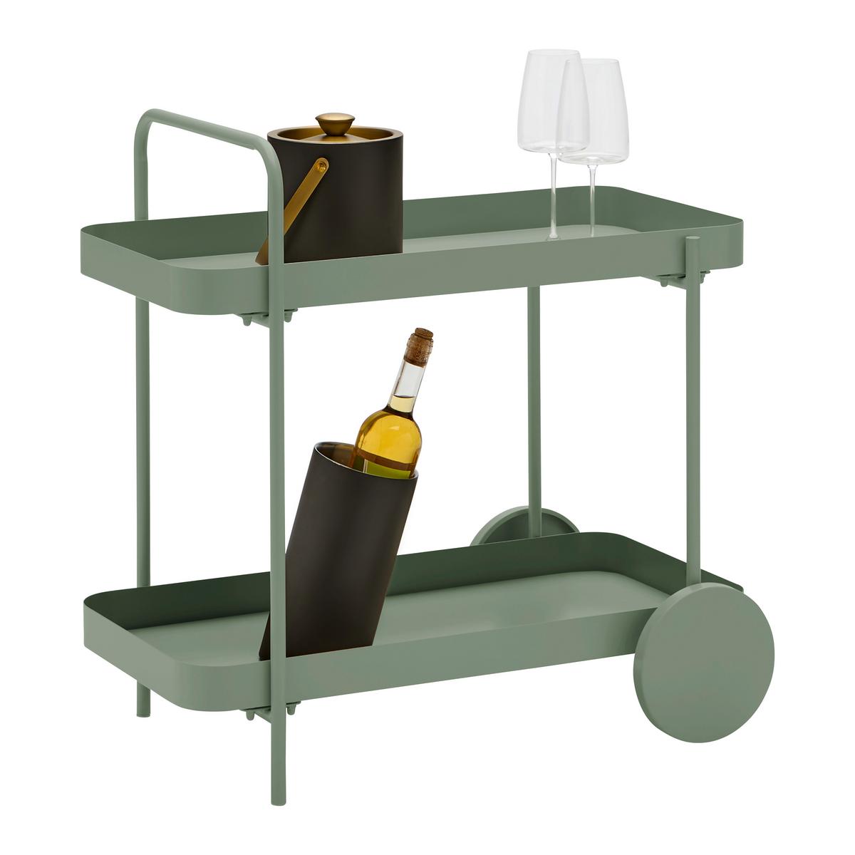 Kolica Za Serviranje Desino - zelena, Moderno, metal (70/70/43cm) - Modern Living