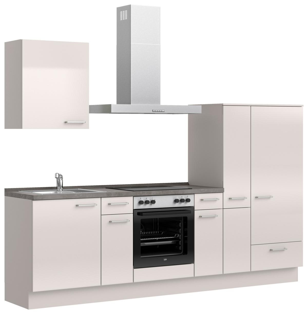 Küchenblock Flash Low m. Geräten Hellgrau - Schieferfarben/Edelstahlfarben, MODERN, Holzwerkstoff/Metall (270cm) - Nobilia