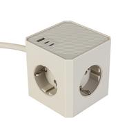 Multistecker Mali Sandfarben mit 3 Steckdosen - Sandfarben, MODERN, Kunststoff/Metall (7,5/7,5/7,5cm) - Mömax