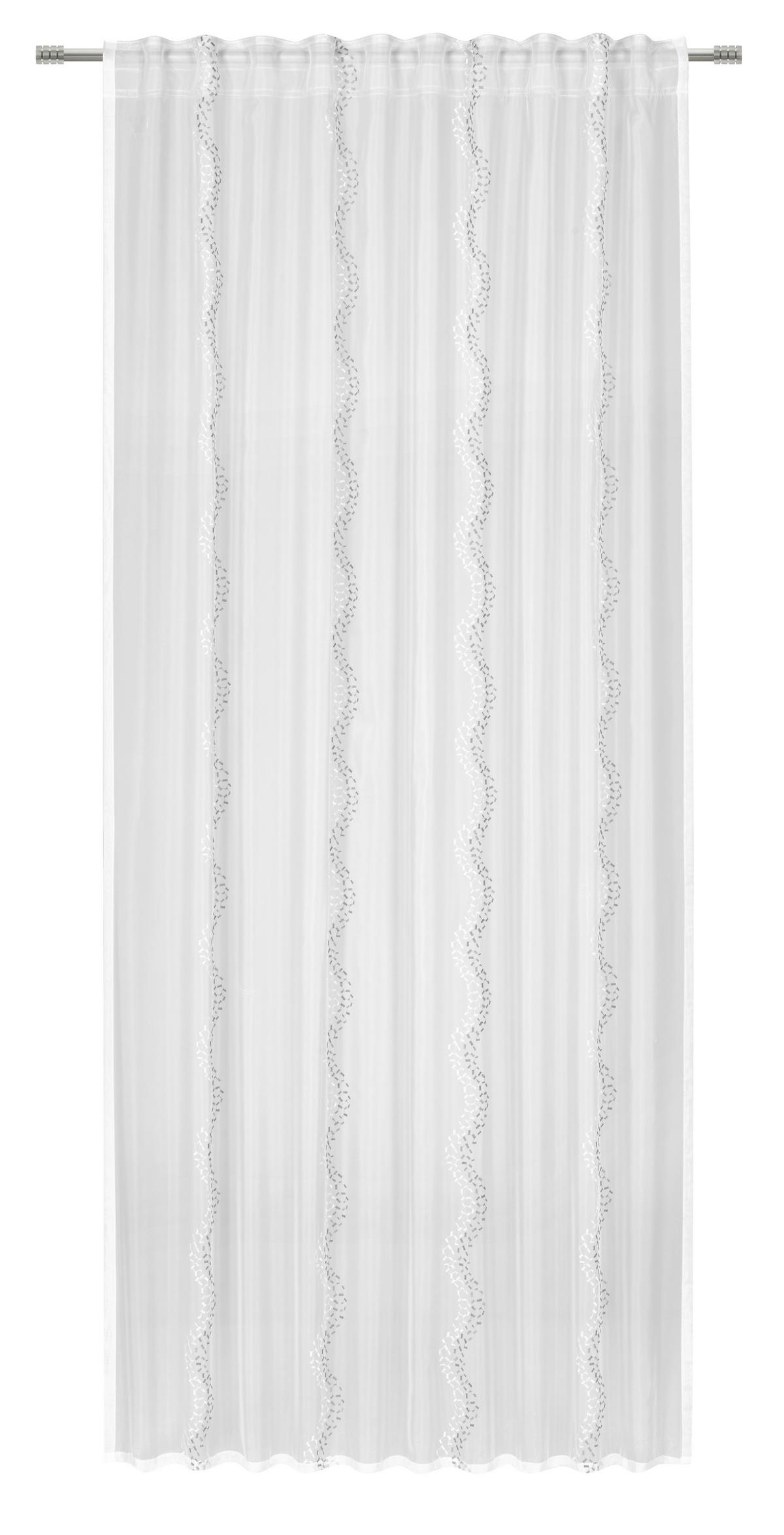 ZASŁONA GOTOWA LOUISE - biały/szary, Konventionell, tkanina (140/245cm) - Esposa