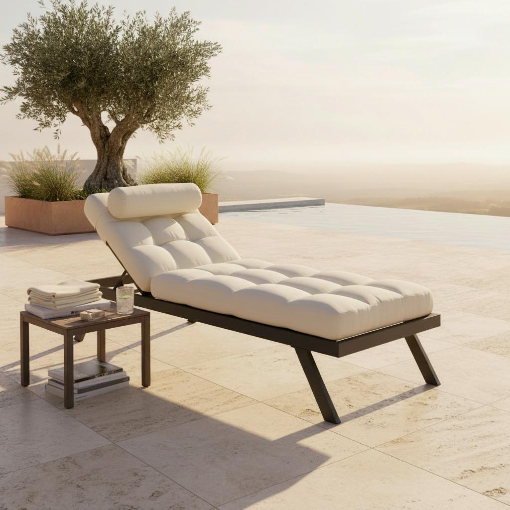 GARTENLIEGE AVOLA - Weiss/Creme, Modern, Textil/Metall (199/31/68cm) - Bessagi Garden