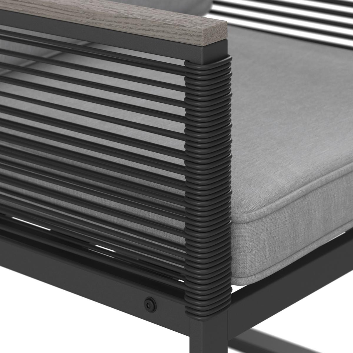 Balkonset Paulina Hellgrau Metall/Outdoorstoff +Abdeckung - Hellgrau/Schwarz, MODERN, Glas/Kunststoff - Bessagi Garden