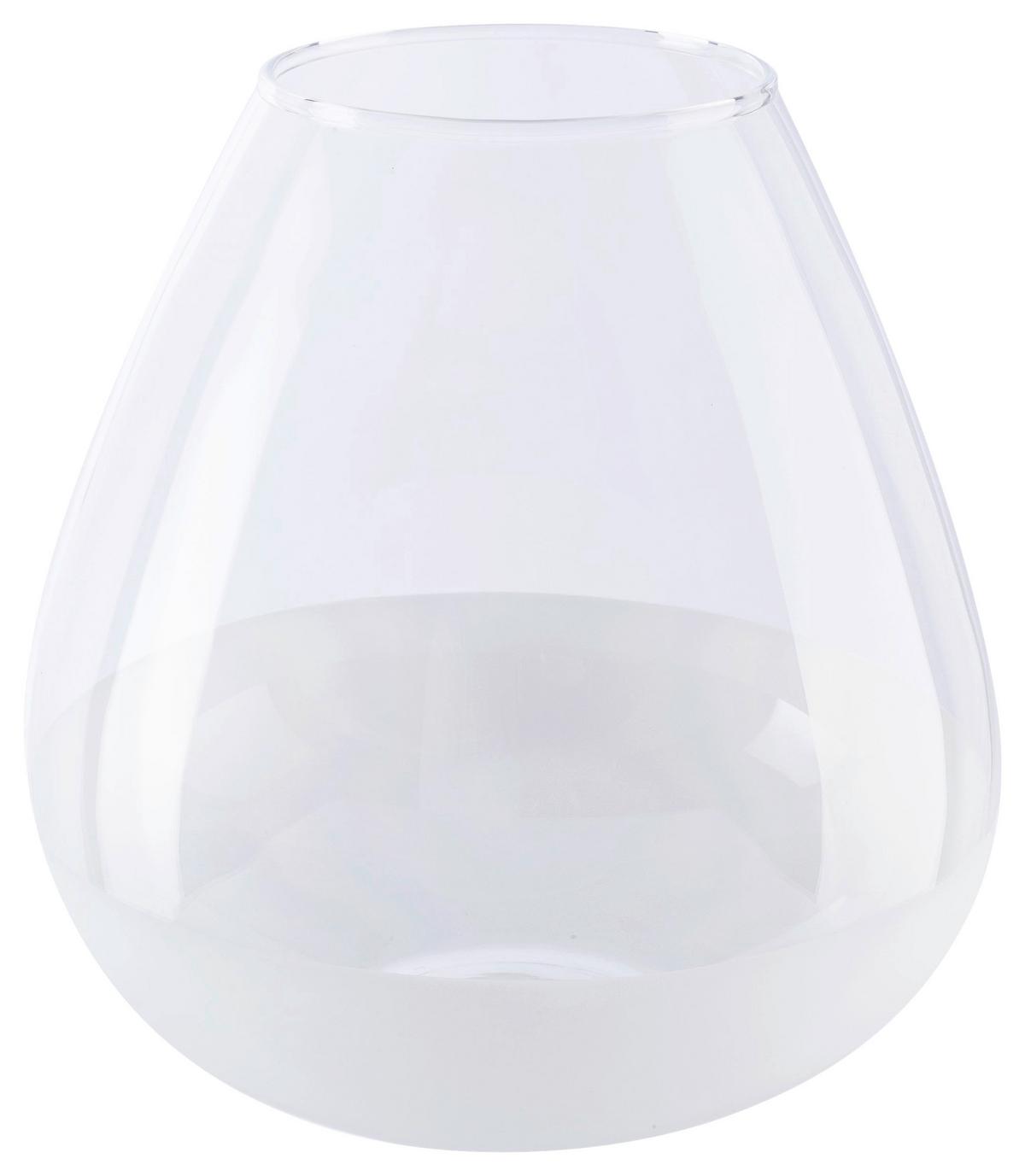 Vase Bromelo in Weiss aus Glas - Klar/Weiss, Modern, Glas (20cm) - Premium Living