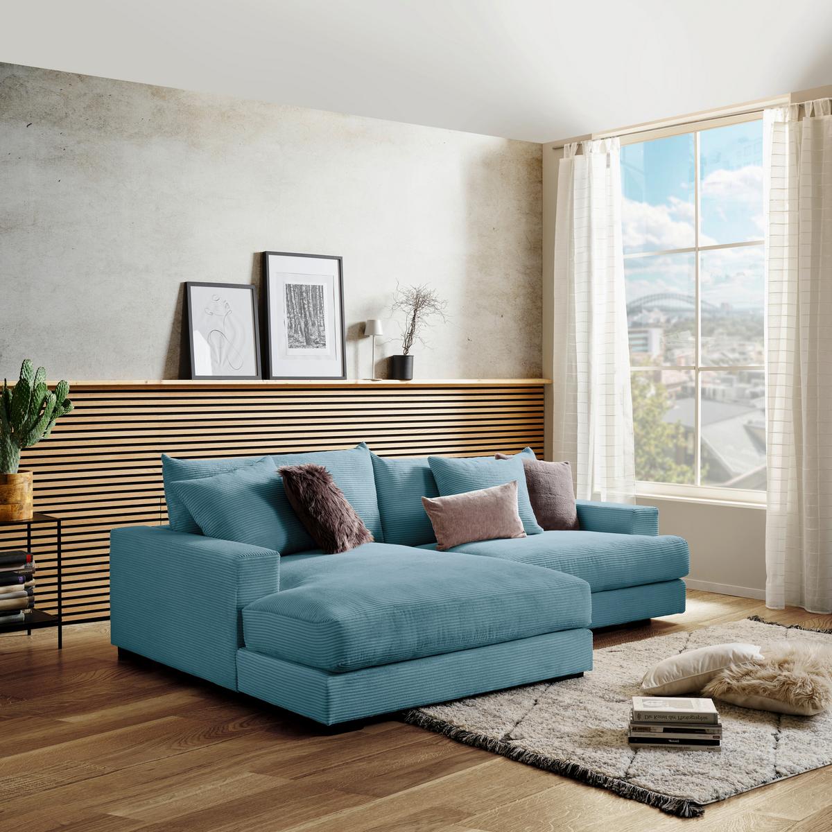 Kutna Garnitura Pelle - tirkizna/crna, Moderno, tekstil (180/265cm) - Modern Living