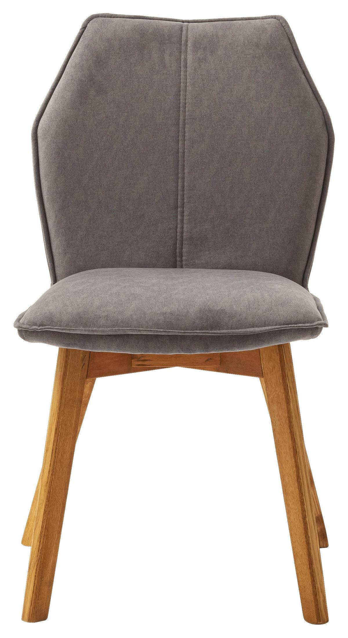 KRZESŁO MAKALU - kolor dębowy/szary, Design, drewno/tkanina (43/87/63cm) - Livetastic