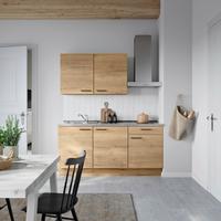 Küchenblock Structura Low m. Geräten Eiche - Schieferfarben/Eichefarben, MODERN, Holzwerkstoff/Metall (180cm) - Nobilia