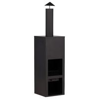 Feuerstelle Makarima ca. 45x199x45 cm Schwarz - Schwarz, KONVENTIONELL, Metall (45/199/45cm) - Gardenson
