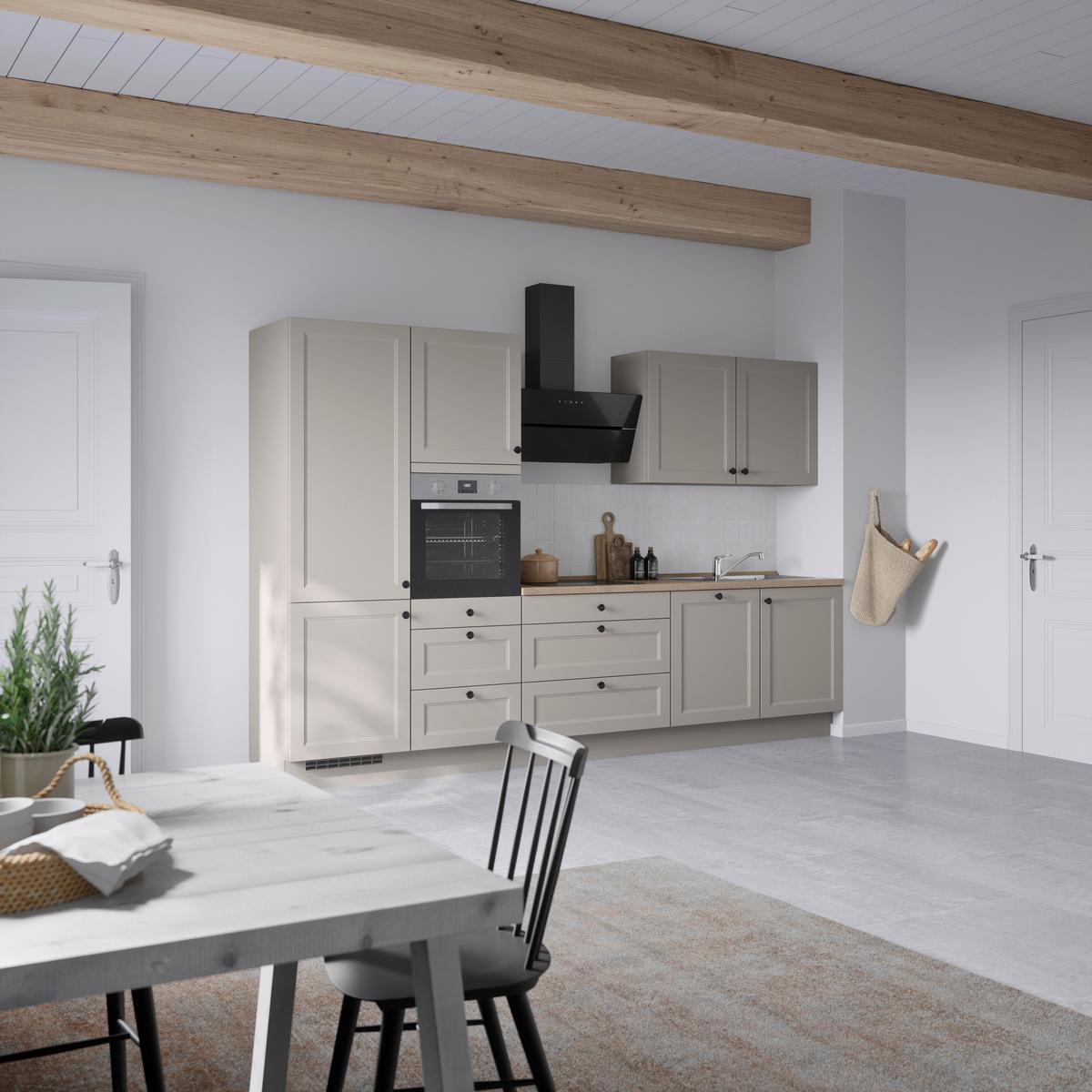 Küchenblock Cascada High m. Geräten Grau - Eiche dunkel/Schwarz, MODERN, Holzwerkstoff/Metall (330cm) - Nobilia