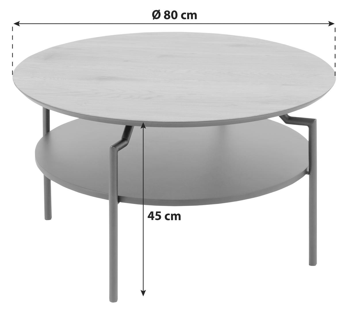 STOLIK KAWOWY GOLDINGTON - kolor dębowy/czarny, Trend, materiał drewnopochodny/metal (80/80/45cm) - Livetastic