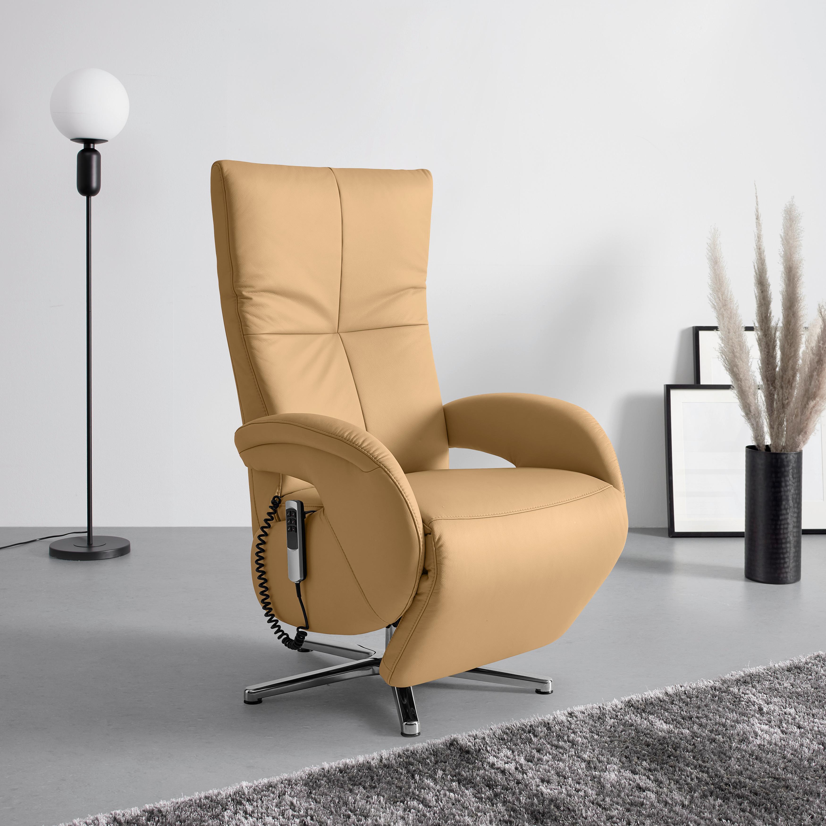 Relaxsessel Sitting 2 Taupe - Taupe/Chromfarben, MODERN, Leder (70/111/80cm) - Premium Living