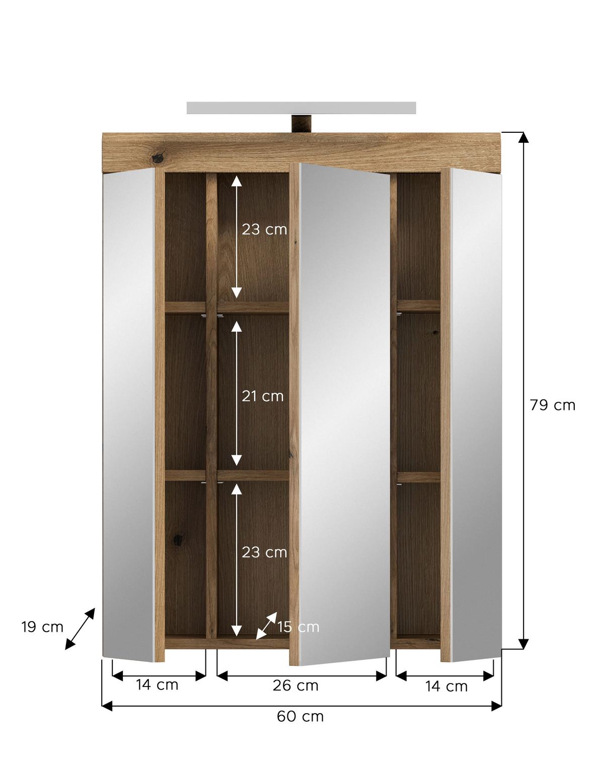 Spiegelschrank Scout mit LED ca. 60x79x18 cm - MODERN, Glas/Holzwerkstoff (60/79/18cm) - MID.YOU