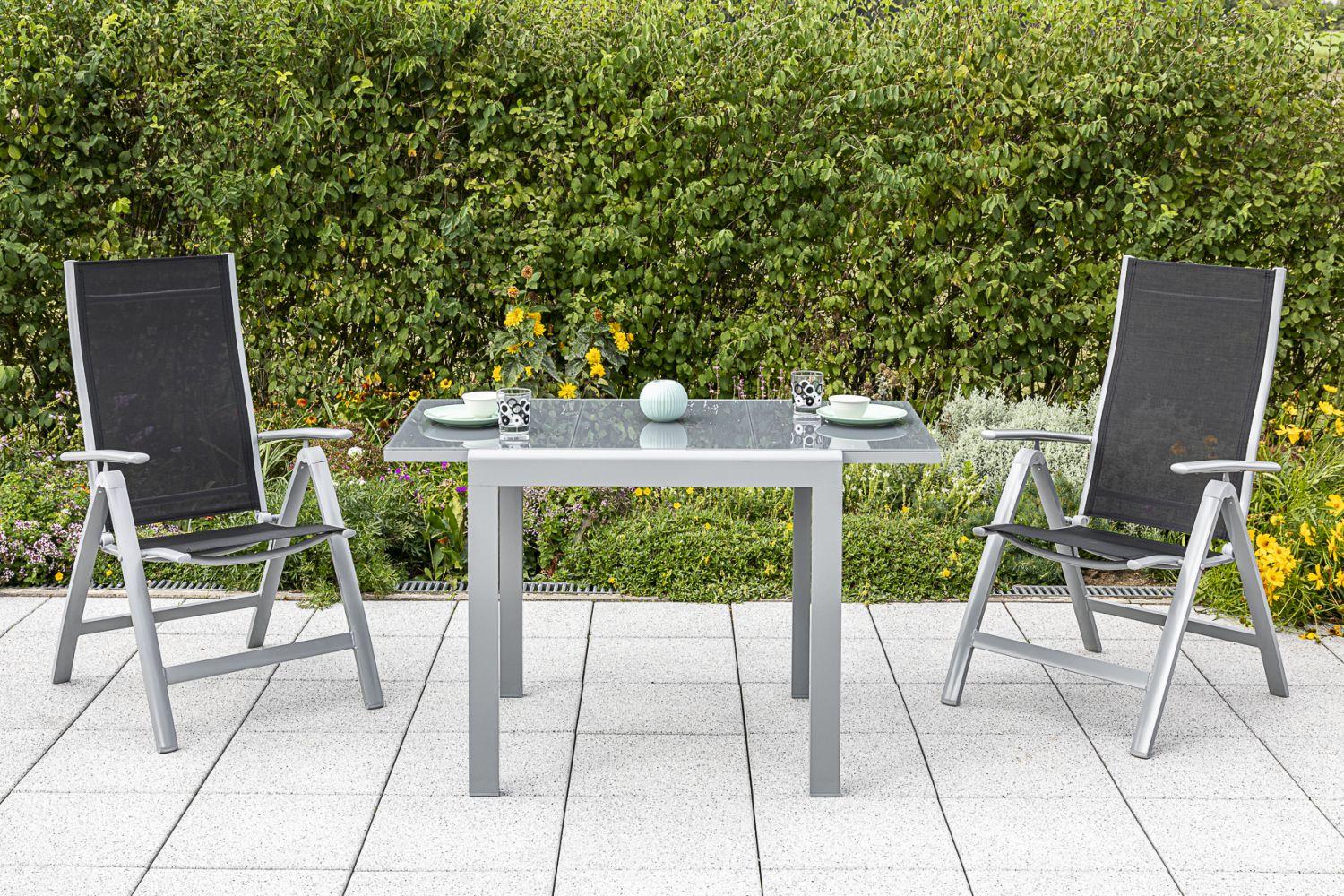 Set Za Balkon Carrara, 3-Delno, Črna - črna, Romantika, kovina/tekstil - Gardenson