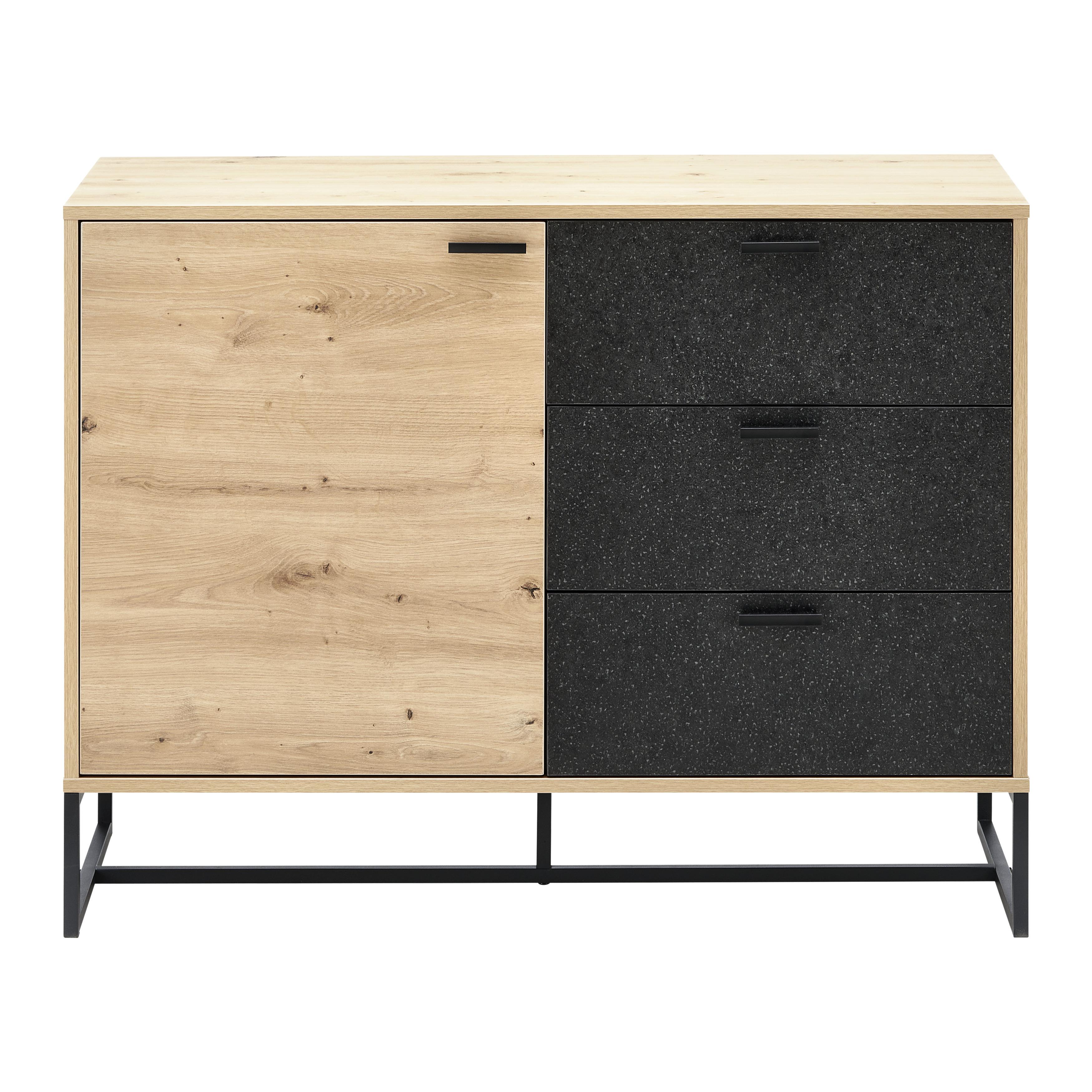 SIDEBOARD "Fosca", eichefarben/schwarz - Eichefarben/Schwarz, Modern, Metall (100/76/40cm) - Bessagi Home