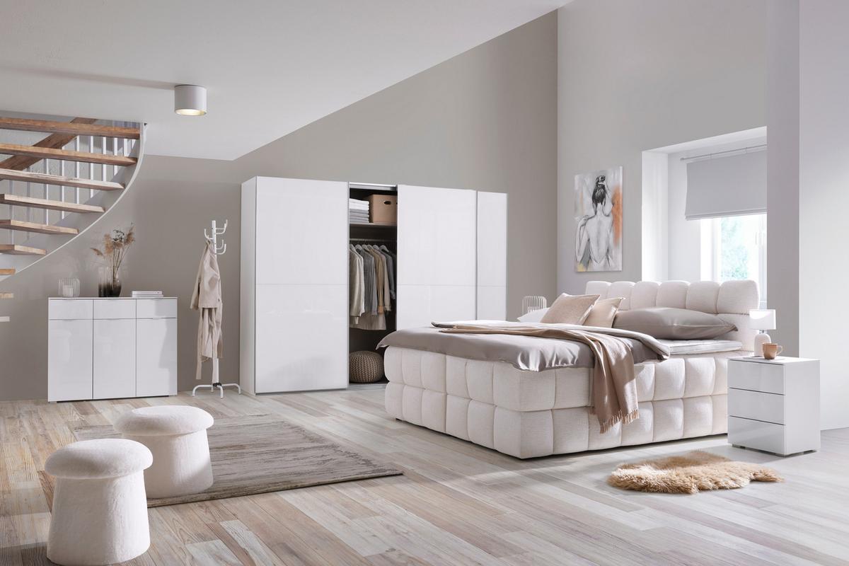 NOPTIERA FIFTY - alb, Konventionell, sticlă/material pe bază de lemn (40/61/42cm) - Premium Living