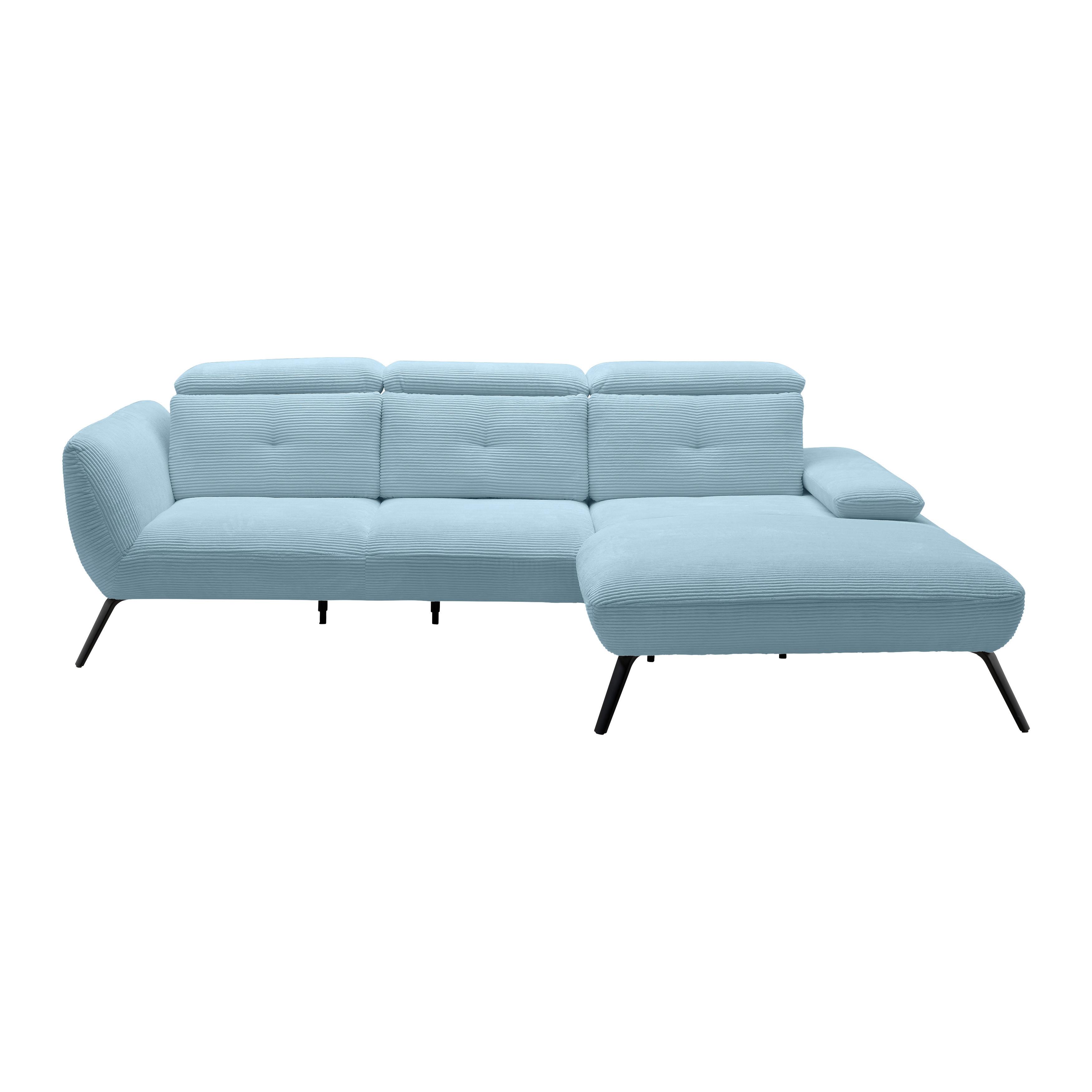 Wohnlandschaft Seattle Blaugrau - Blaugrau/Schwarz, MODERN, Holzwerkstoff/Textil (301/196cm) - Premium Living