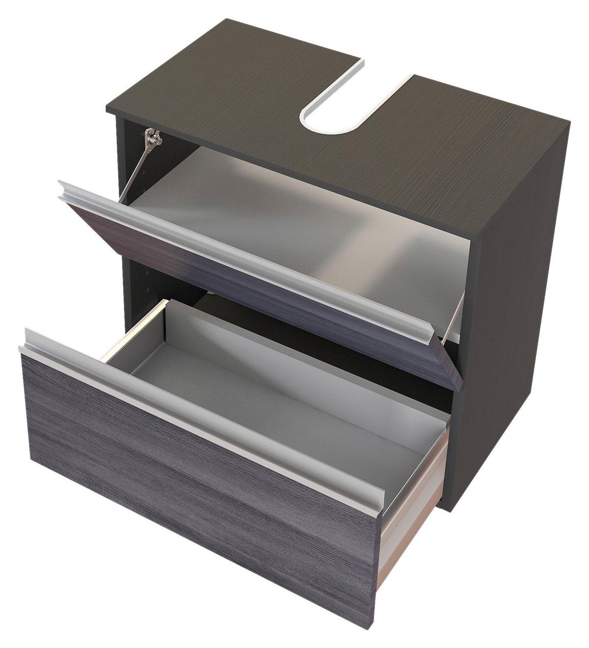 Waschbeckenunterschrank in Grau 'Arezzo' - Silberfarben/Alufarben, Basics, Holzwerkstoff/Kunststoff (60/54/35cm) - Held