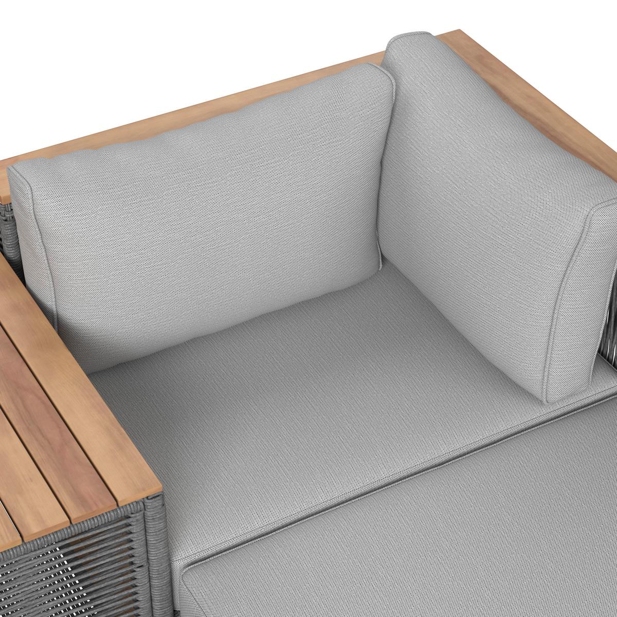 Loungegarnitur Marilou Grau Outdoorgewebe/Kunststoff/Holz - Grau/Akaziefarben, MODERN, Holz/Kunststoff - Bessagi Garden