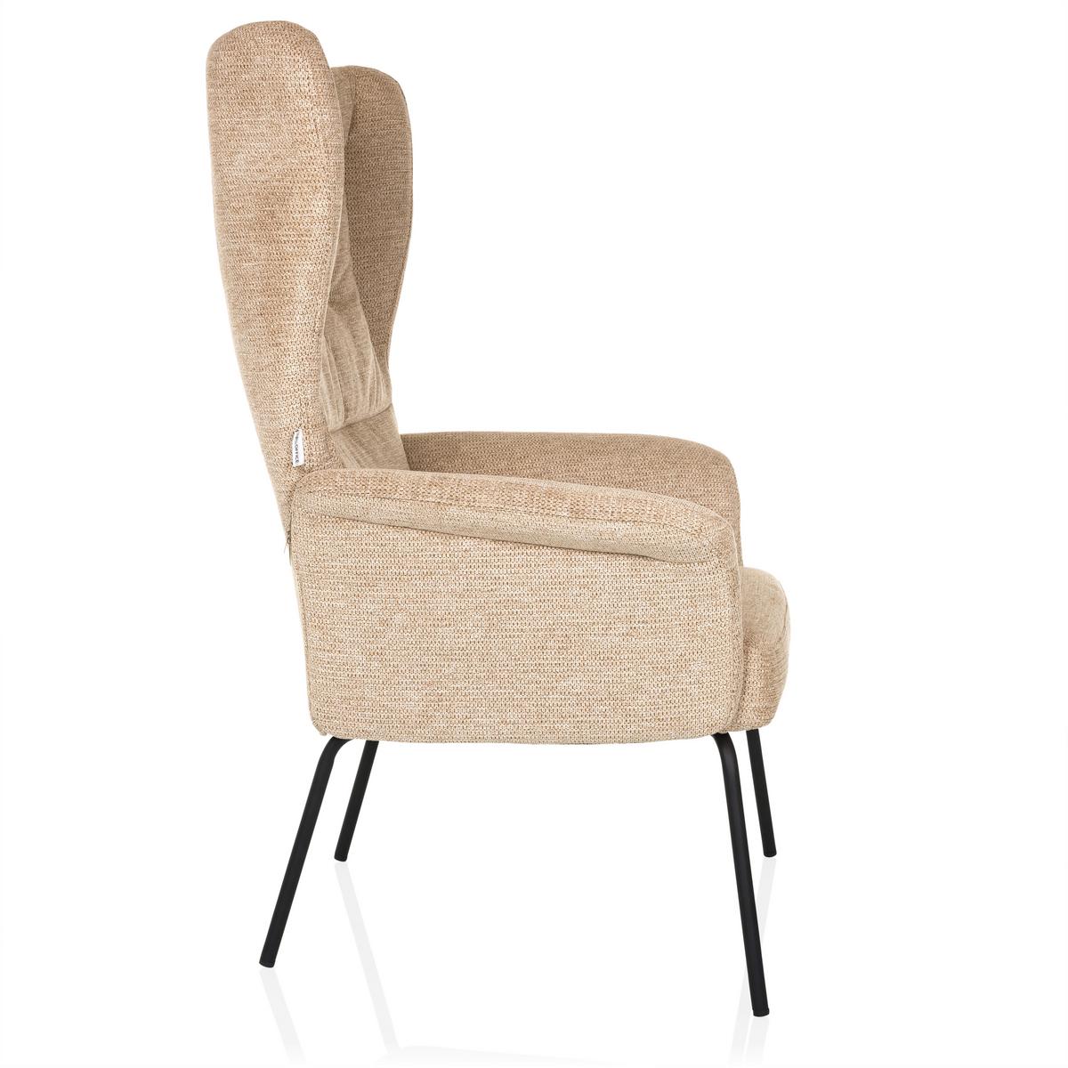 Fotelj Havenio, Bež - črna/bež, Moderno, kovina/tekstil (71/110/71cm) - MID.YOU