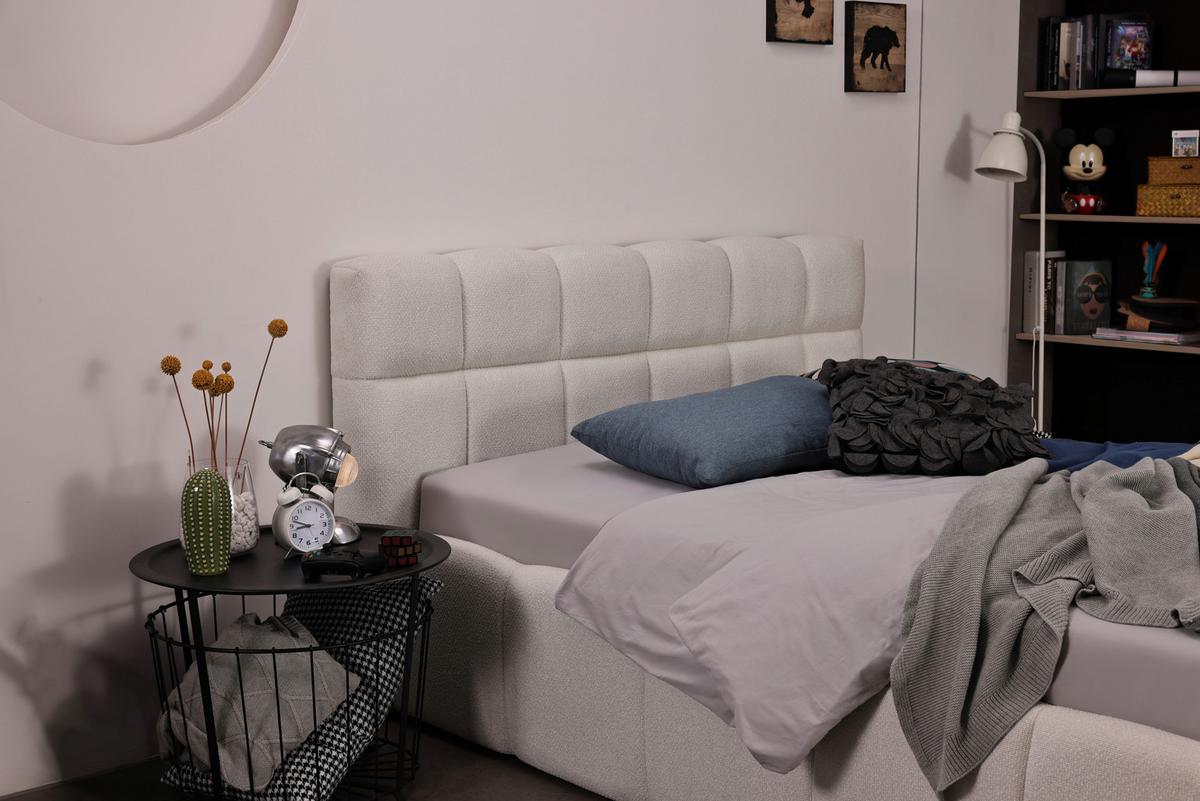 Oblazinjena Postelja Ascona, Krem, 140x200 - črna/krem barve, Konvencionalno, umetna masa/tekstil (140/200cm) - Modern Living